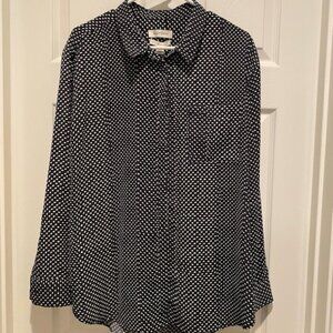 Blue polka dot button down - size L - NWT